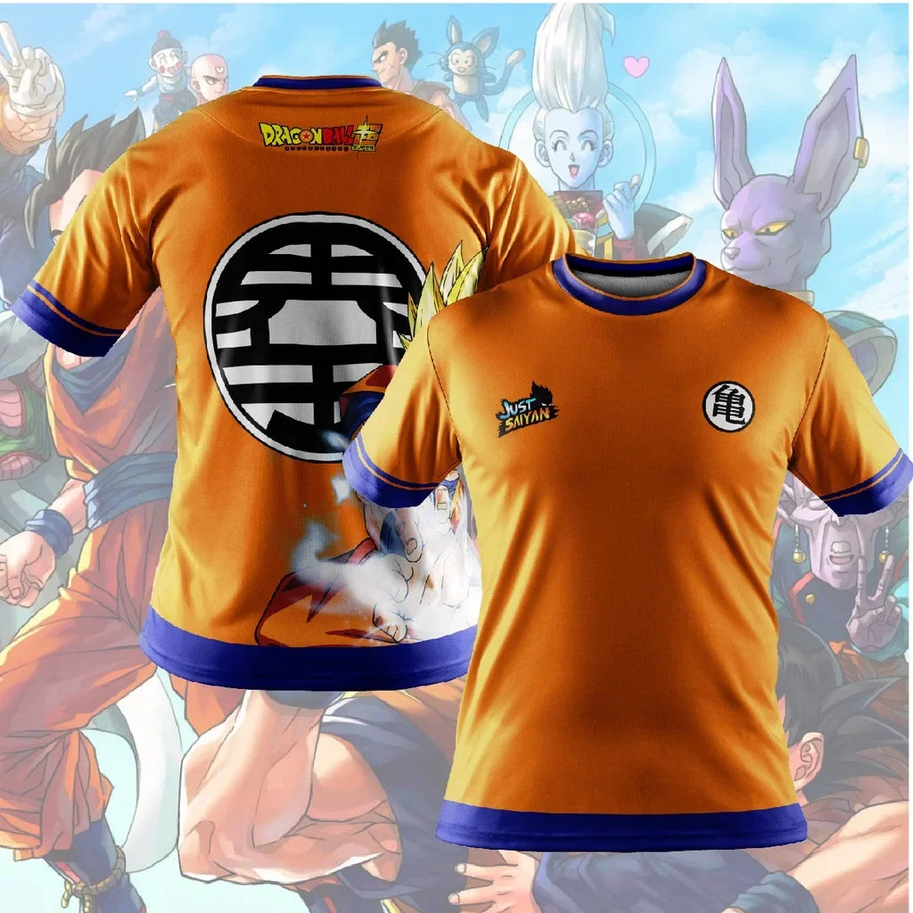 Son Goku Super Saiyan Oversize T Shirts Boy Kids Clothes Short Sleeve Dragon Ball Z T-shirt White Black Orange Breathable Jersey