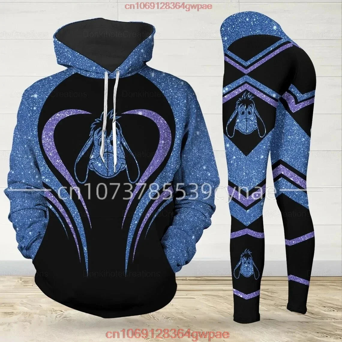 Stitch Angle 3D Hoodie Legging Womens Set Yoga Pants Sports Disney Stitch Yoga Hoodie Leggings Fashion Sportswear Women Clothing