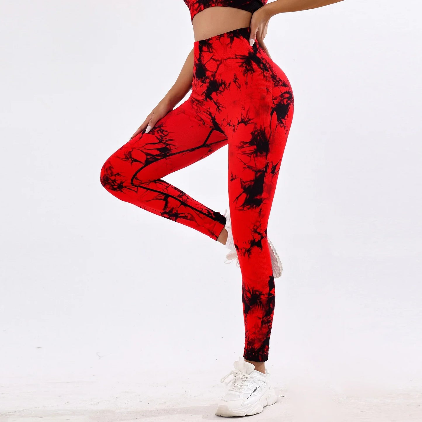 2pcs Tie Dye Yoga Women's Tracksuit Fitness Yoga Sets Sportswear Workout Bra+High Waist Leggings Gym Clothing Seamless Suits