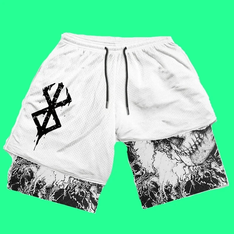 New Summer Men Streetwear Anime High Waist Oversize Breathable Gym Short Pants Training Fitness Workout Track Shorts Clothes