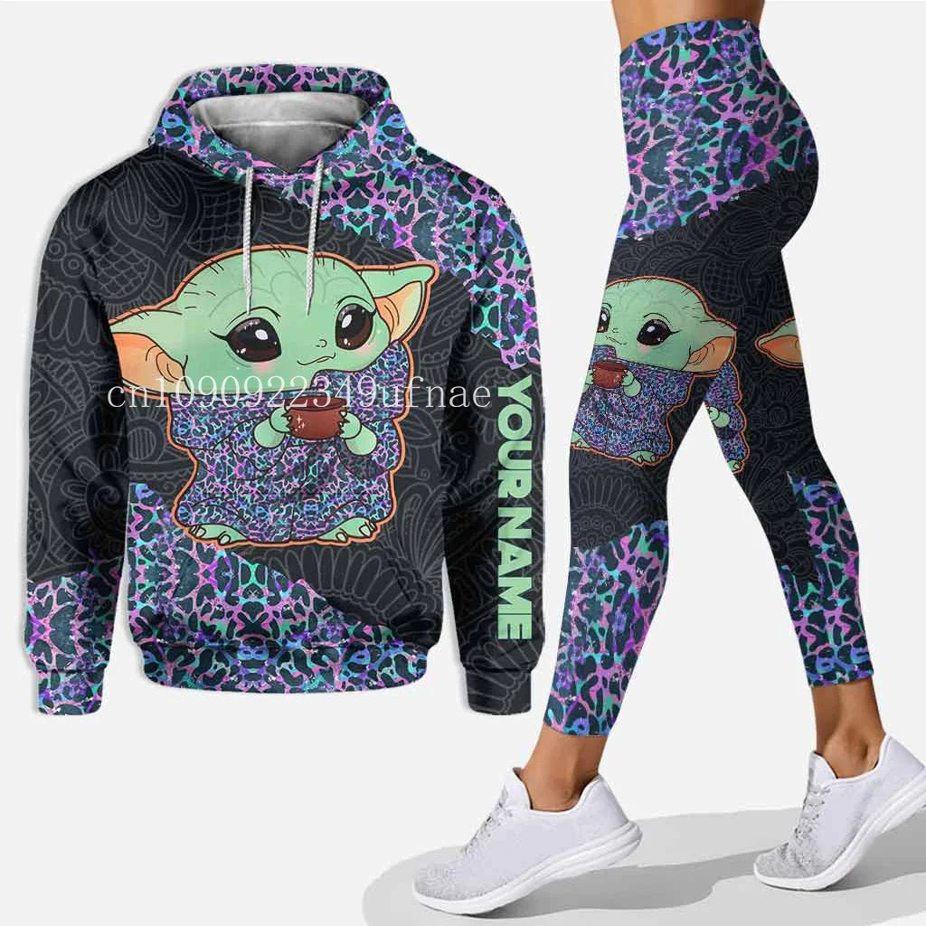 New Baby Yoda 3D Hoodie Women Hoodie Set Mickey Yoga Pants Sweatpants Women Disney Yoga Hoodie Leggings Fashion Sportswear 2025