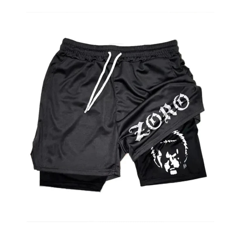 Anime Gym Shorts Men Women Manga 3D Print 2 In 1 Quick Dry Sports Shorts Summer Fitness Running Workout Mesh Performance Shorts