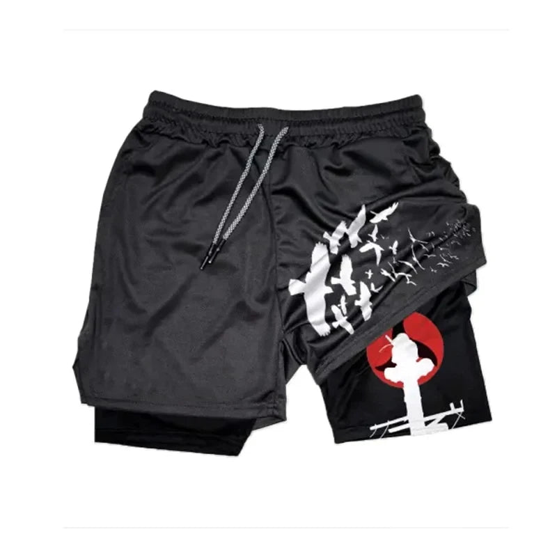 Anime Gym Shorts Men Women Manga 3D Print 2 In 1 Quick Dry Sports Shorts Summer Fitness Running Workout Mesh Performance Shorts