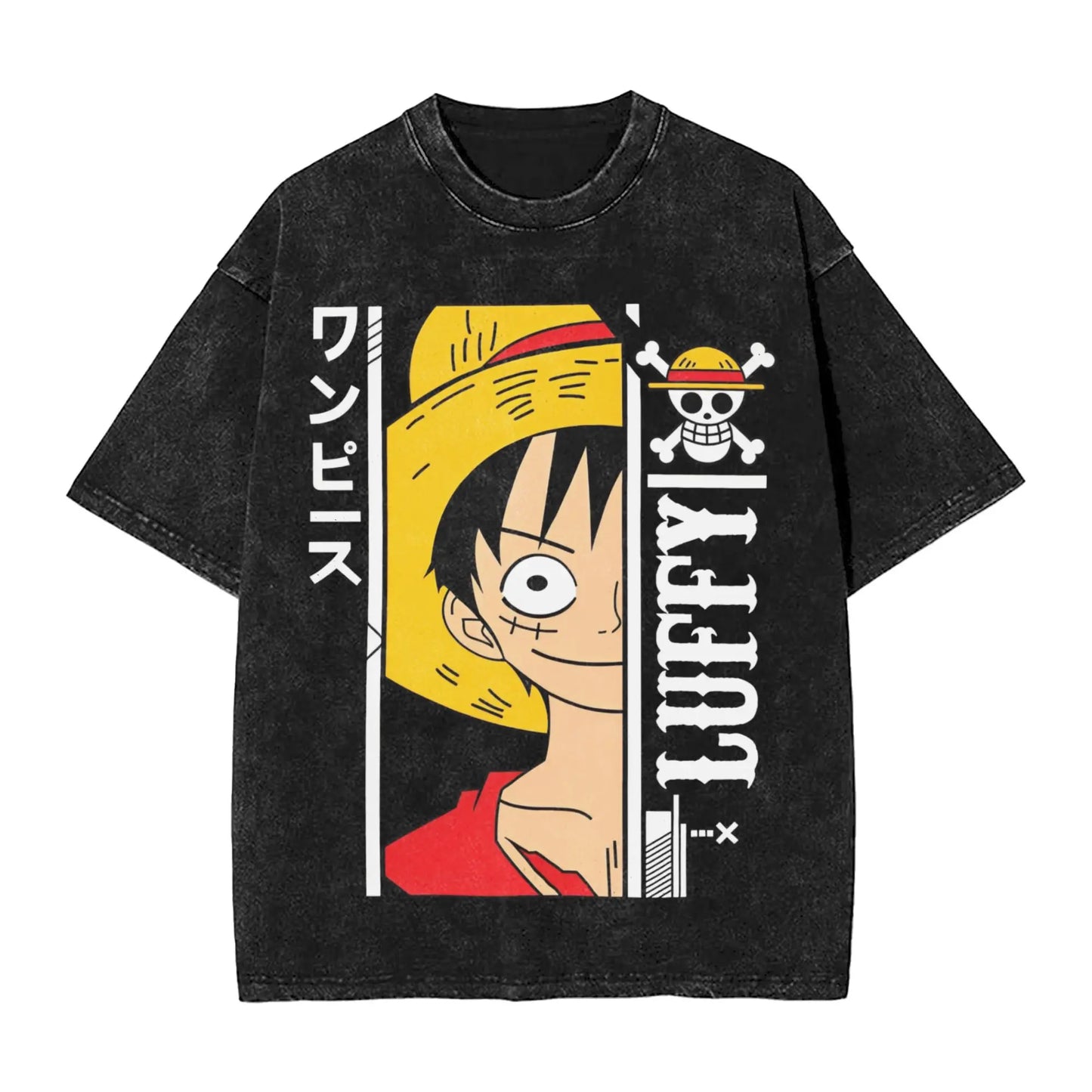 one piece anime manga luffy Washed T Shirt Streetwear Hip Hop Casual T-Shirts  Tee Shirt for Men Women 100% Cotton Harajuku