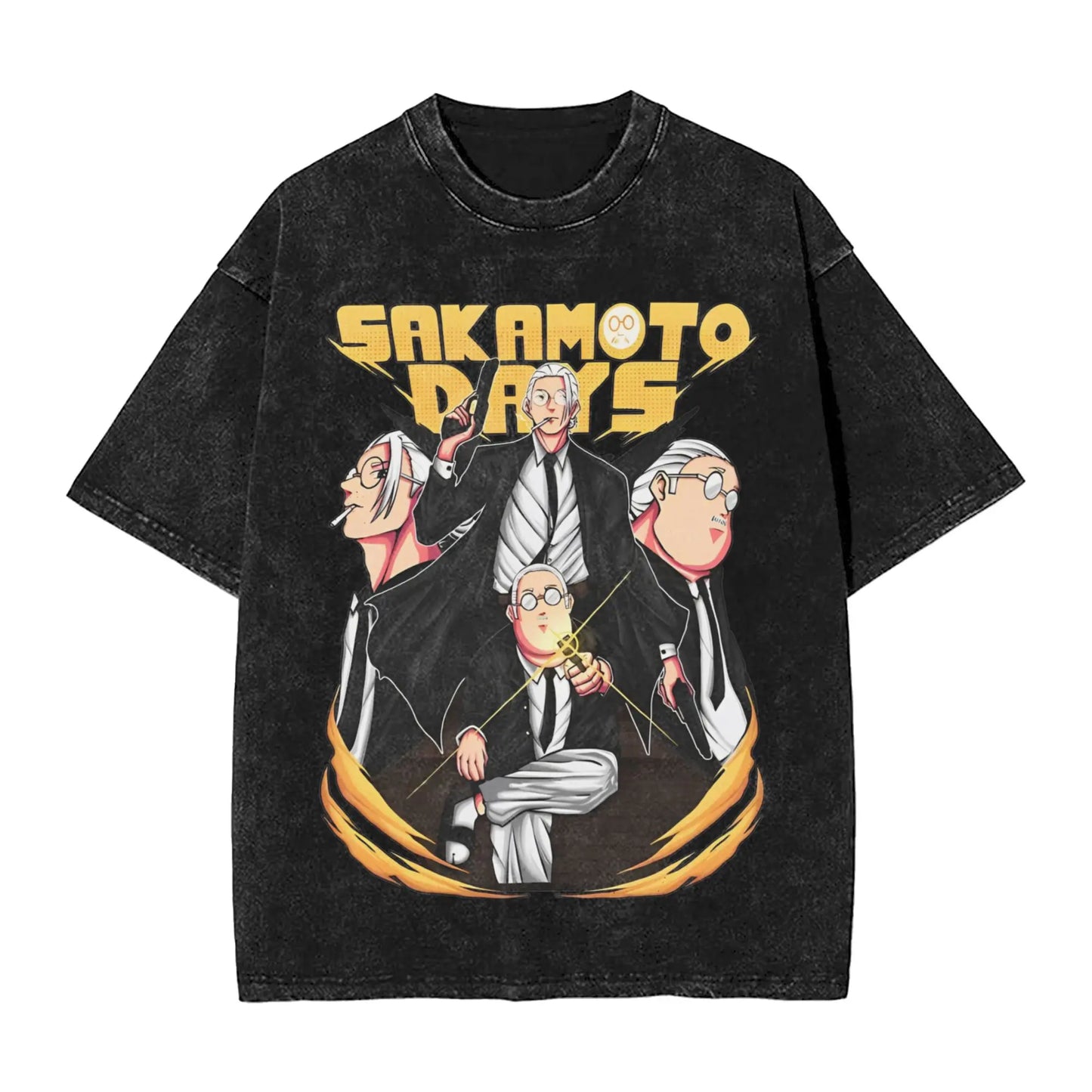 Sakamoto Days T Shirts Washed Short Sleeve Street T-Shirts Manga Anime Retro for Men Women Tops Streetwear Summer Tops Tees