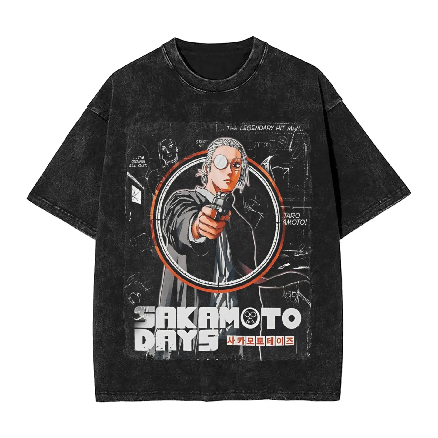 Sakamoto Days T Shirts Washed Short Sleeve Street T-Shirts Manga Anime Retro for Men Women Tops Streetwear Summer Tops Tees