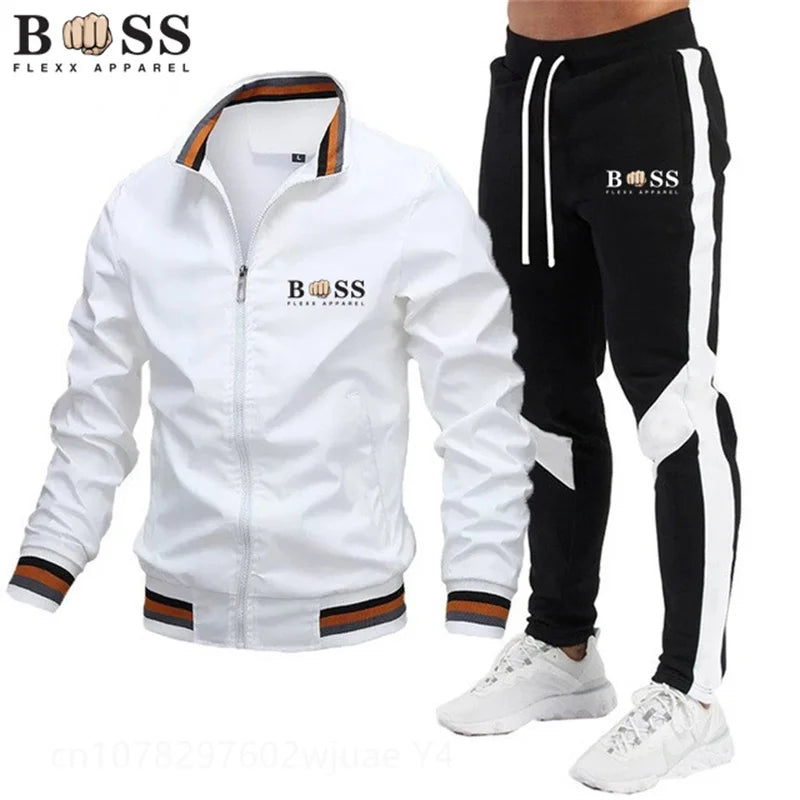 New Mens Tracksuits 2024 Men Sets Sweatshirt+sweatpants Tracksuit Zipper Stand Collar Sports Suit Jogging Fitness Men Clothing