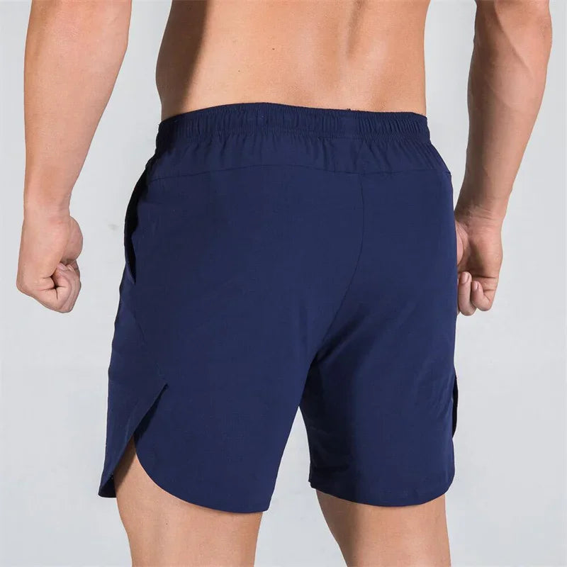 Men summer Double-deck fitness sports shorts slim quick drying breathable woven Shorts Men's sweatpants training gym clothing