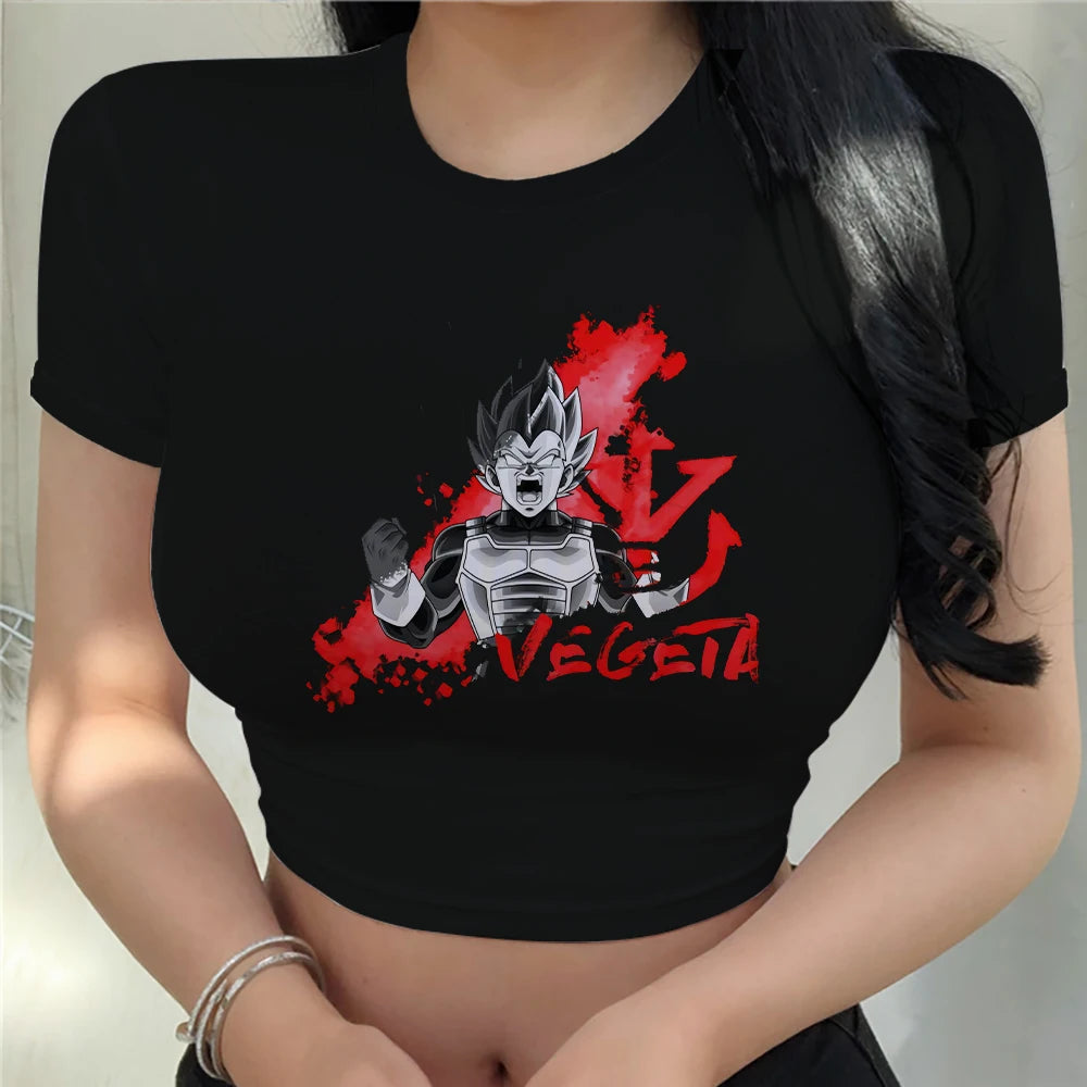 T-shirt Vegeta New Top Women Tops Anime Y2k Fashion Harajuku Clothing Cool Dragon Ball Z Kawaii Clothes Goku Crop Fashion New Z