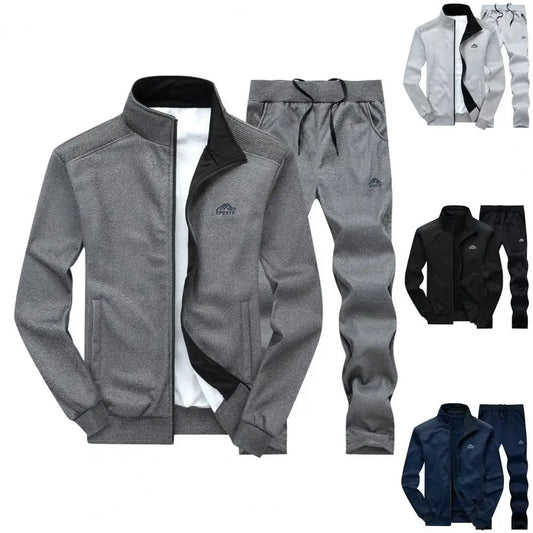 New Men Tracksuit Casual Sets Spring Autumn Mens Sportswear Running Sports Suit Jacket+Pant Two Piece Jogger Outfit Set Clothing