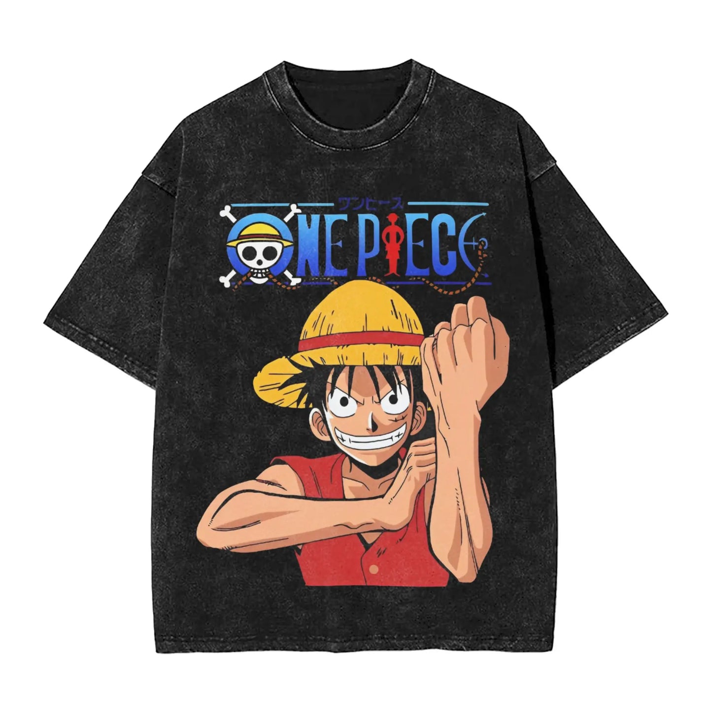 one piece anime manga luffy Washed T Shirt Streetwear Hip Hop Casual T-Shirts  Tee Shirt for Men Women 100% Cotton Harajuku