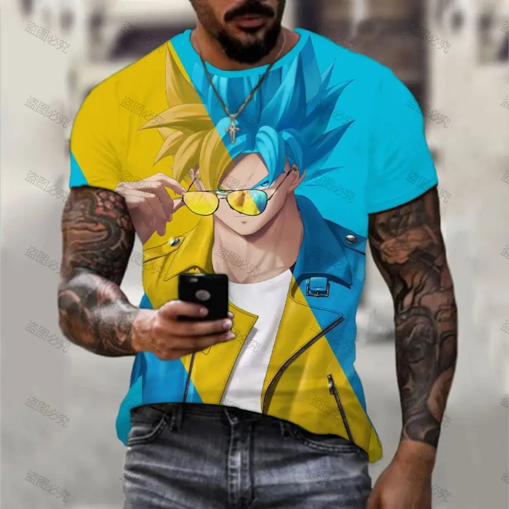 T-shirt Men Streetwear Dragon Ball Z Fashion Goku Vegeta Trend Essentials Harajuku Style Short Sleeve Anime New Children's Men's