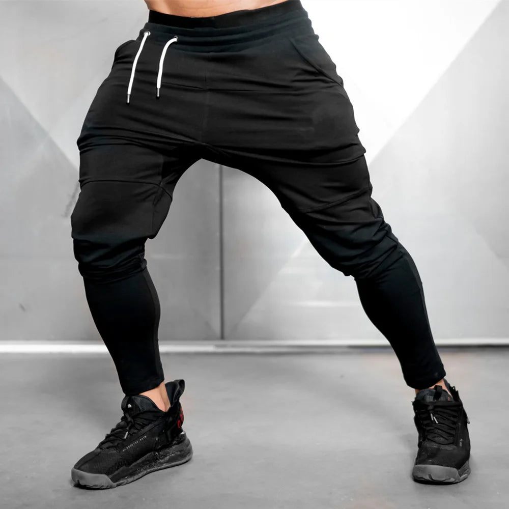 Solid Gym Sweatpants Joggers Pants Men Casual Trousers Male Fitness Sport Workout Cotton Trackpants Spring Autumn Sportswear