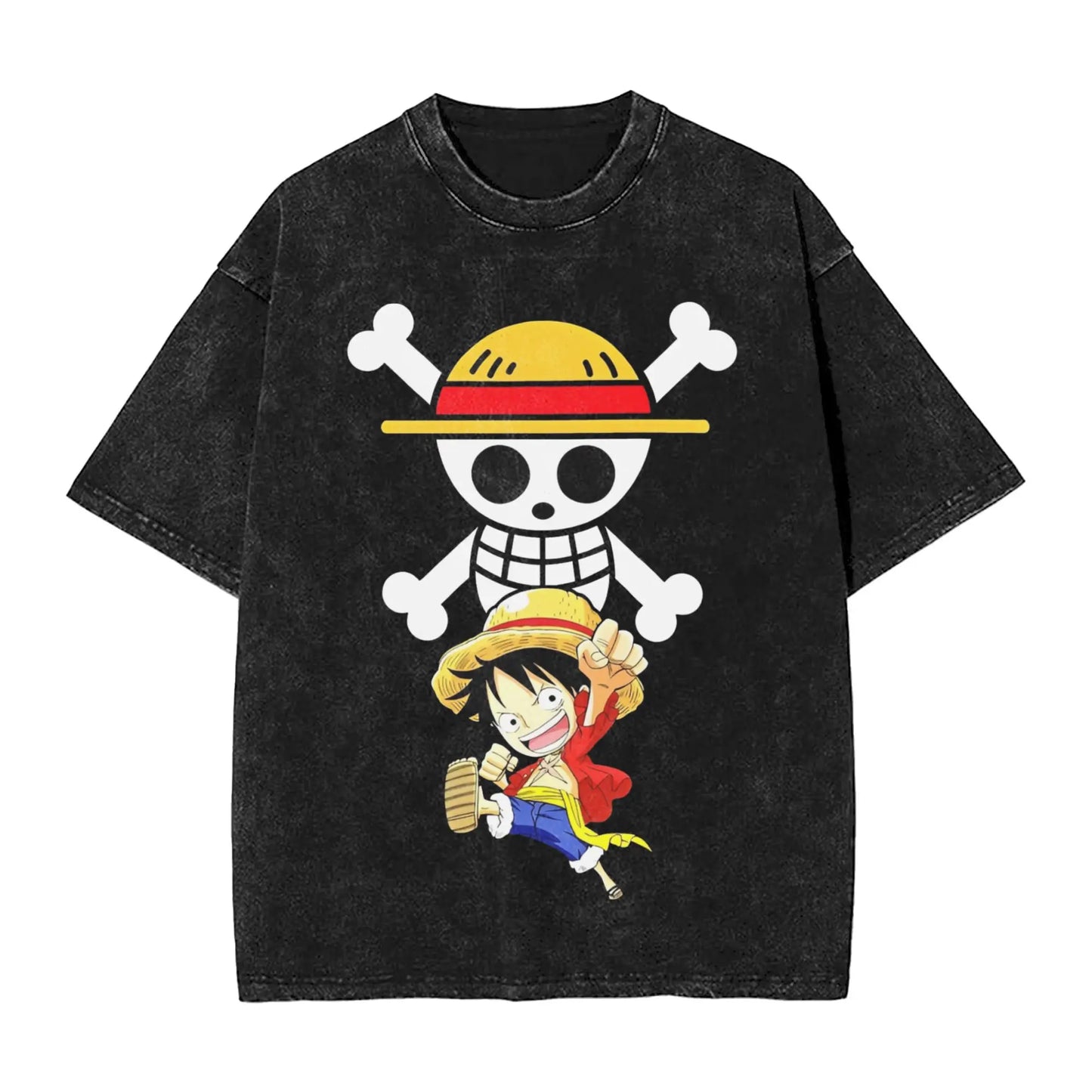 one piece anime manga luffy Washed T Shirt Streetwear Hip Hop Casual T-Shirts  Tee Shirt for Men Women 100% Cotton Harajuku