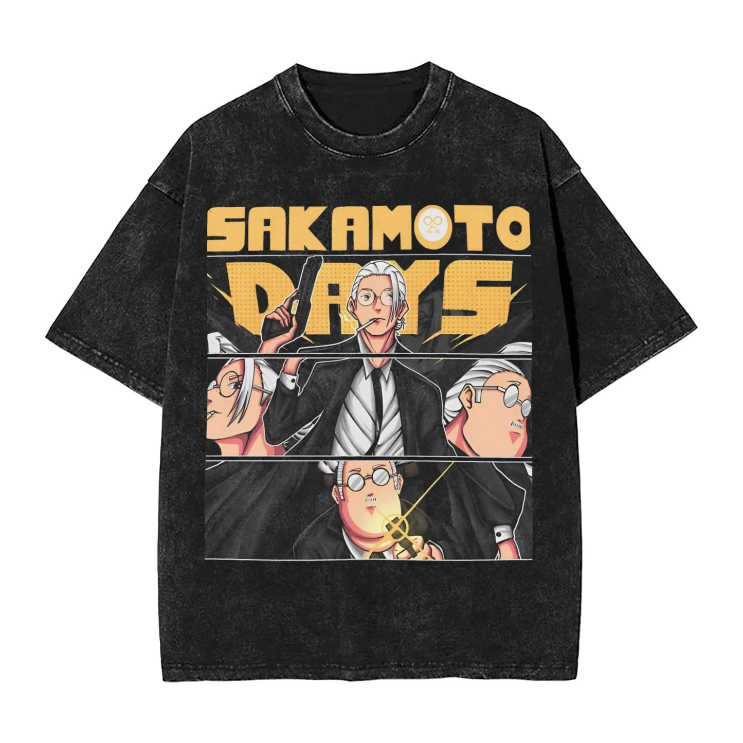 Sakamoto Days T Shirts Washed Short Sleeve Street T-Shirts Manga Anime Retro for Men Women Tops Streetwear Summer Tops Tees