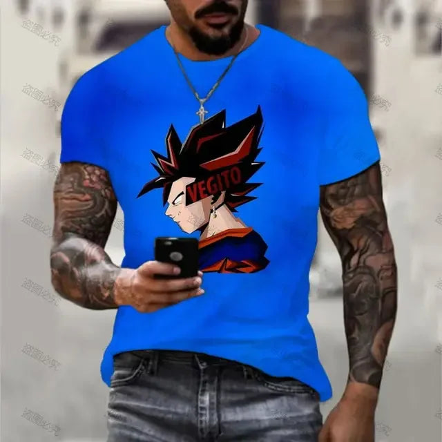 Men's  T-shirt Dragon Ball Z Vegeta Goku Streetwear Anime Majin Buu Trend Summer Harajuku 110-6XL Oversized Cool Vintage Saiyan