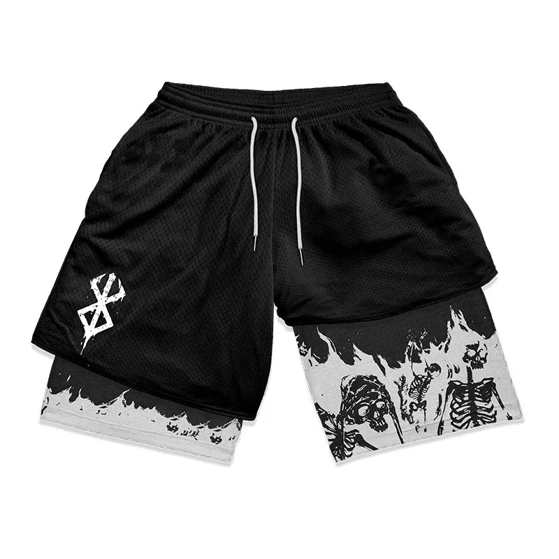 New Summer Men Streetwear Anime High Waist Oversize Breathable Gym Short Pants Training Fitness Workout Track Shorts Clothes