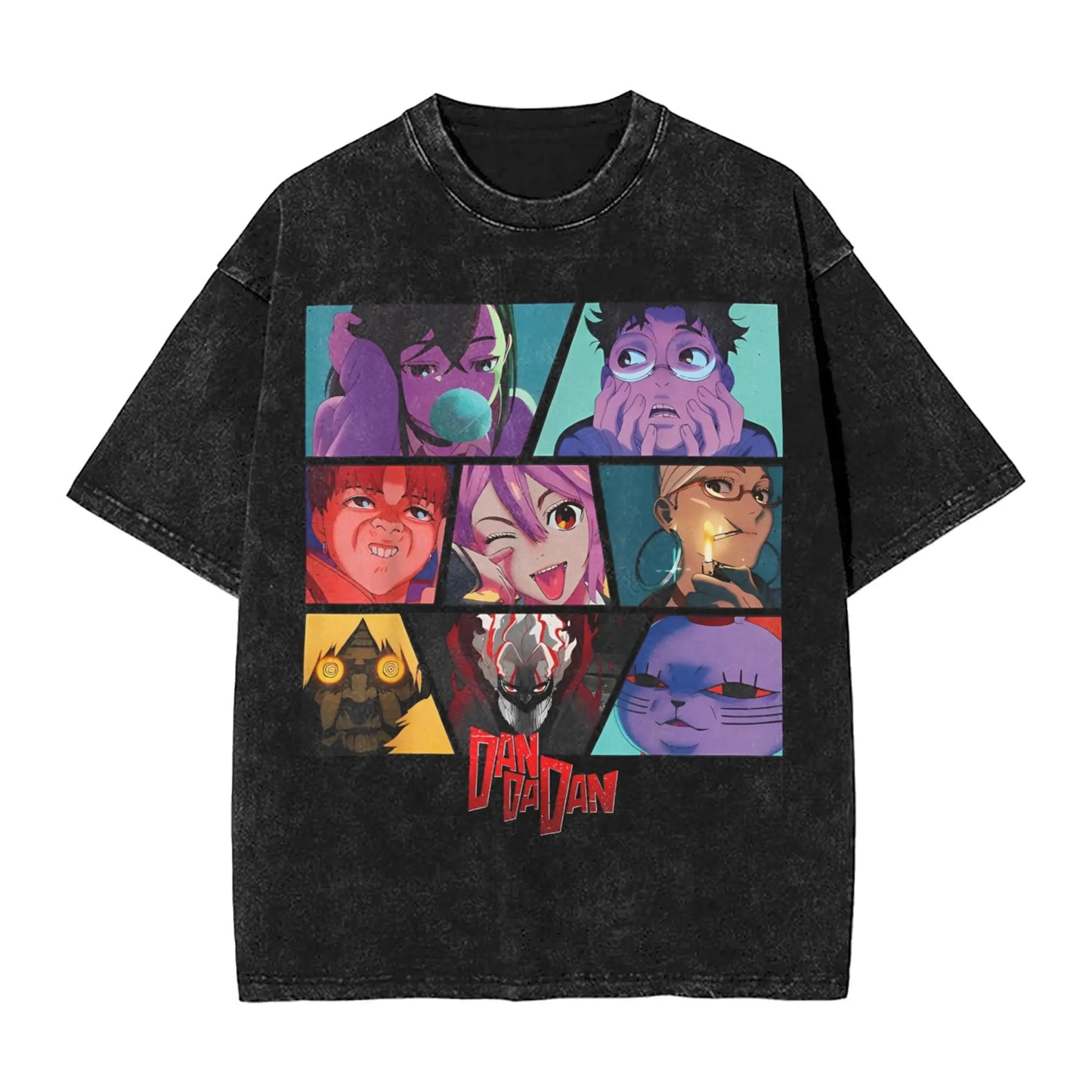 Dandadan  Washed T Shirt Streetwear Hip Hop Casual T-Shirt Anime Manga Characters Tees Men Women Short Sleeve Oversize Graphic