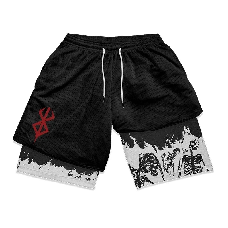 New Summer Men Streetwear Anime High Waist Oversize Breathable Gym Short Pants Training Fitness Workout Track Shorts Clothes