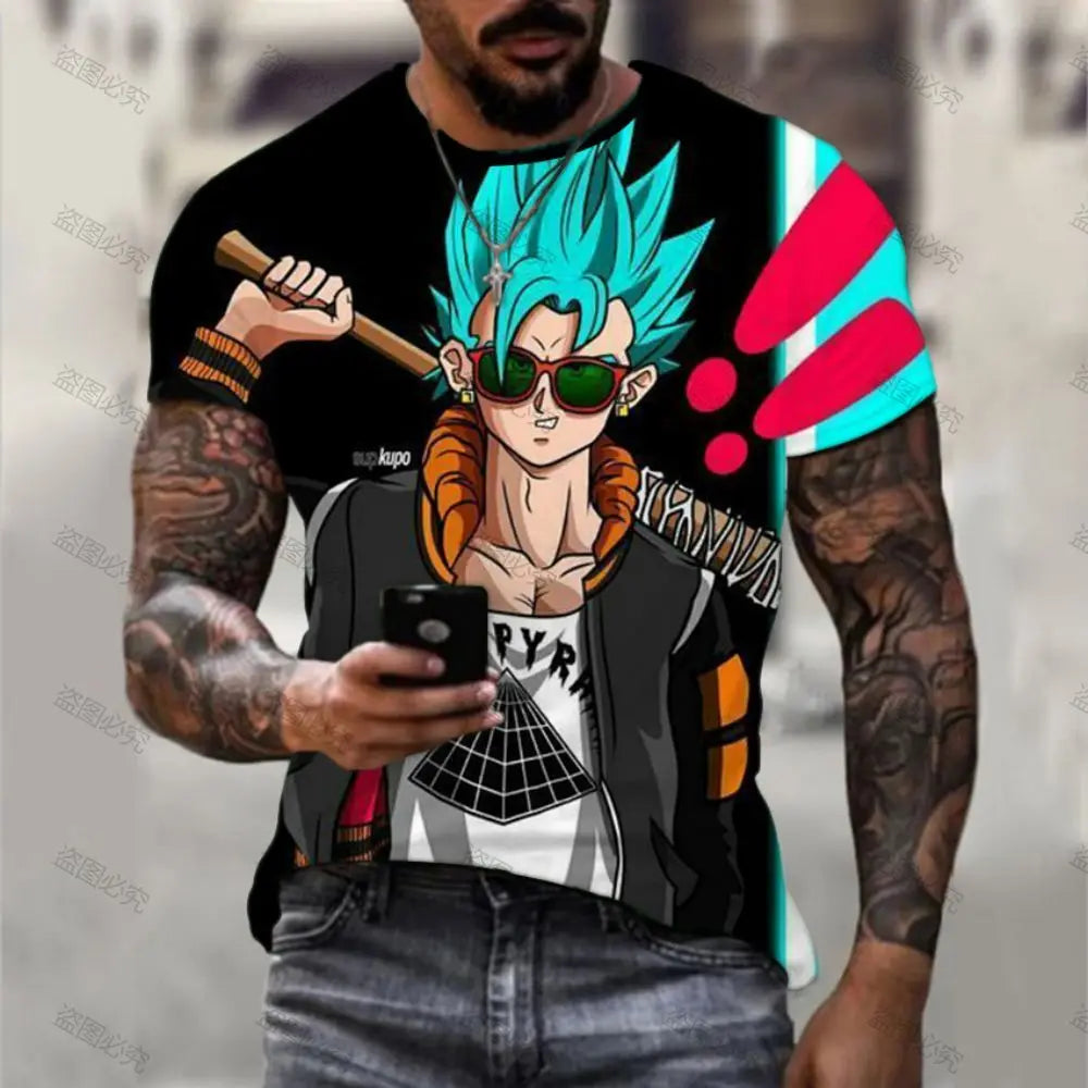 T-shirt Men Streetwear Dragon Ball Z Fashion Goku Vegeta Trend Essentials Harajuku Style Short Sleeve Anime New Children's Men's