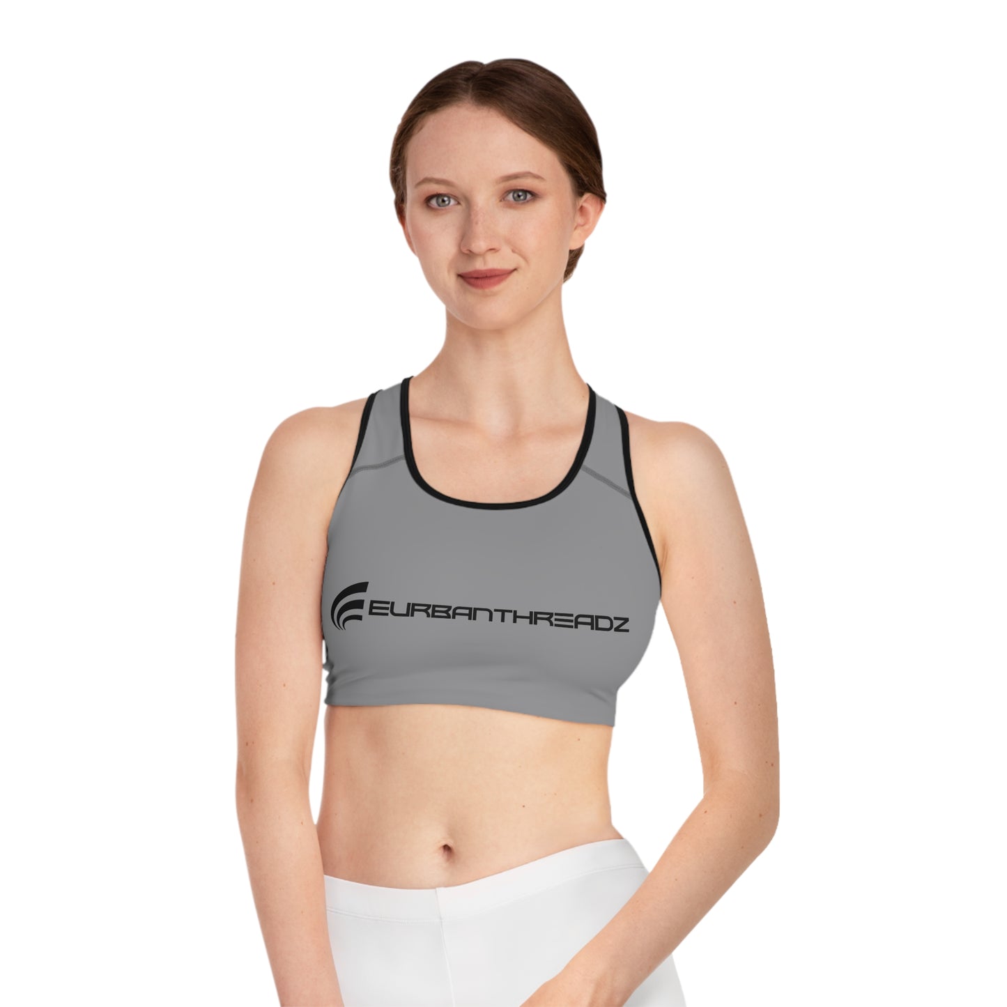 Stylish Performance Sports Bra - UrbanThreadz Logo - Grey Activewear