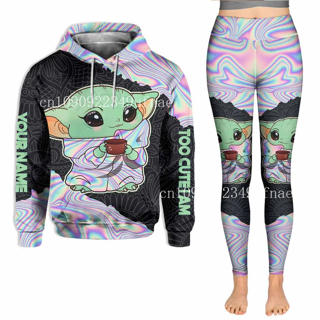 New Baby Yoda 3D Hoodie Women Hoodie Set Mickey Yoga Pants Sweatpants Women Disney Yoga Hoodie Leggings Fashion Sportswear 2025