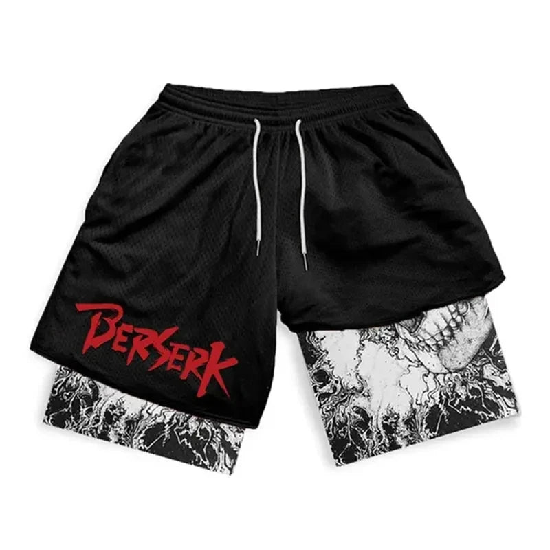 New Summer Men Streetwear Anime High Waist Oversize Breathable Gym Short Pants Training Fitness Workout Track Shorts Clothes