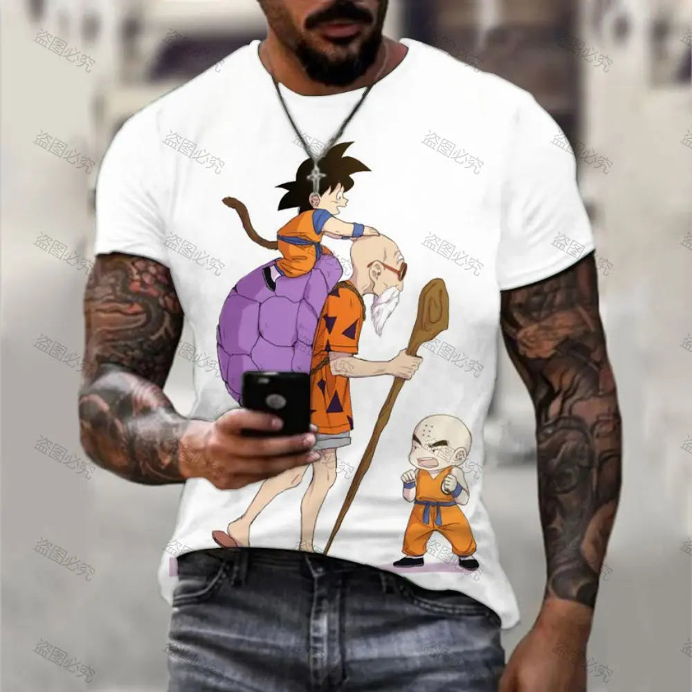 T-shirt Men Streetwear Dragon Ball Z Fashion Goku Vegeta Trend Essentials Harajuku Style Short Sleeve Anime New Children's Men's