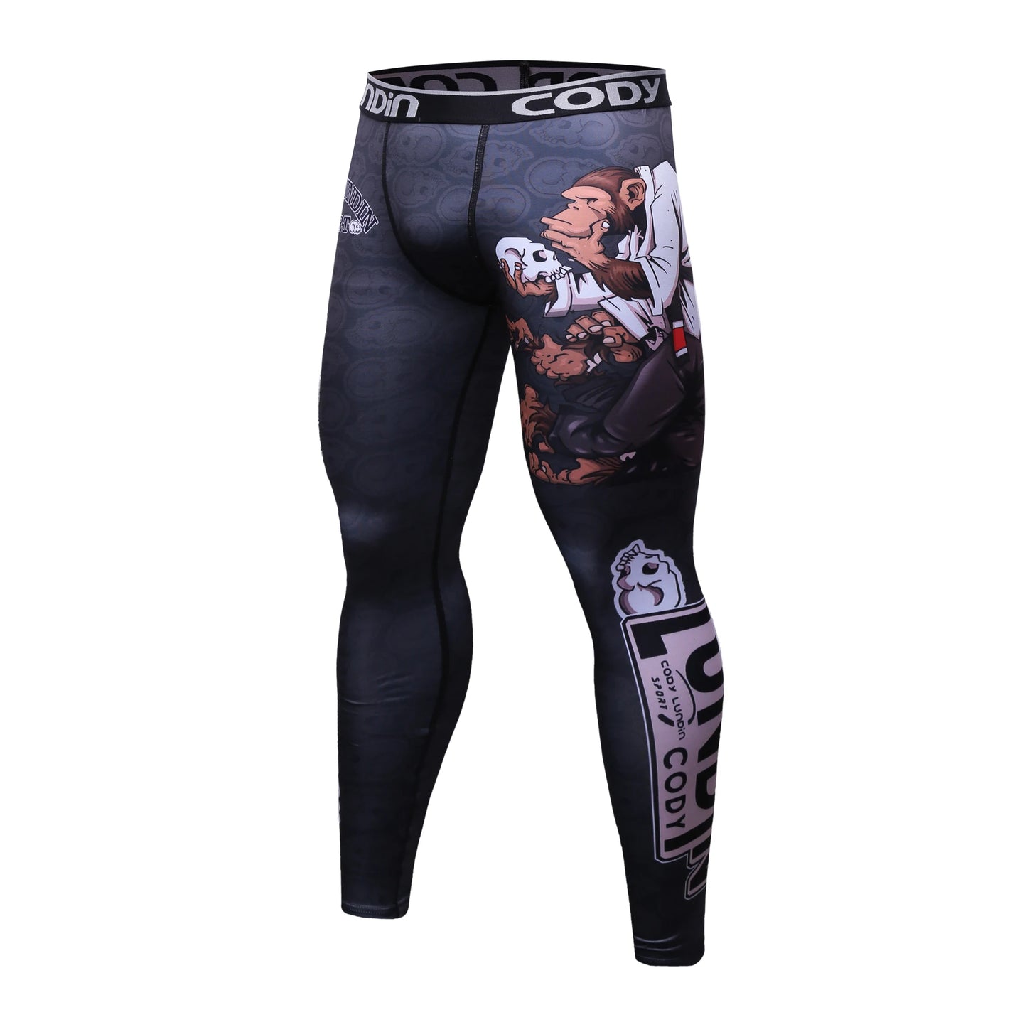 Gym Fitness Men Leggings Fashion Print Mid Waist Elastic Push Up Ankle Length Polyester Leggings Men's Compression Jogging Pants