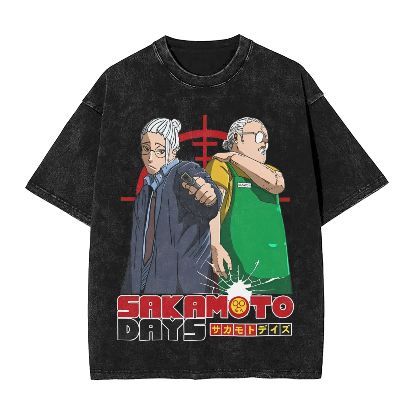 Sakamoto Days T Shirts Washed Short Sleeve Street T-Shirts Manga Anime Retro for Men Women Tops Streetwear Summer Tops Tees