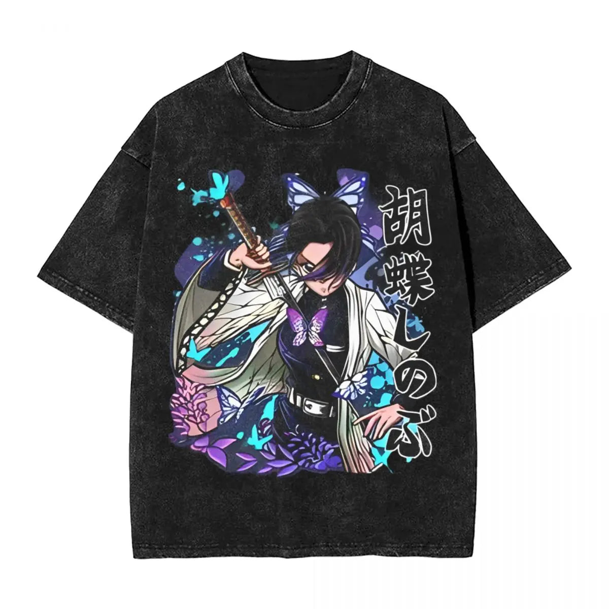 Japanese Manga Anime Graphic T Shirt Washed Short Sleeve Harajuku T-Shirts Novelty Men Women Tops Streetwear Summer Tee Shirt