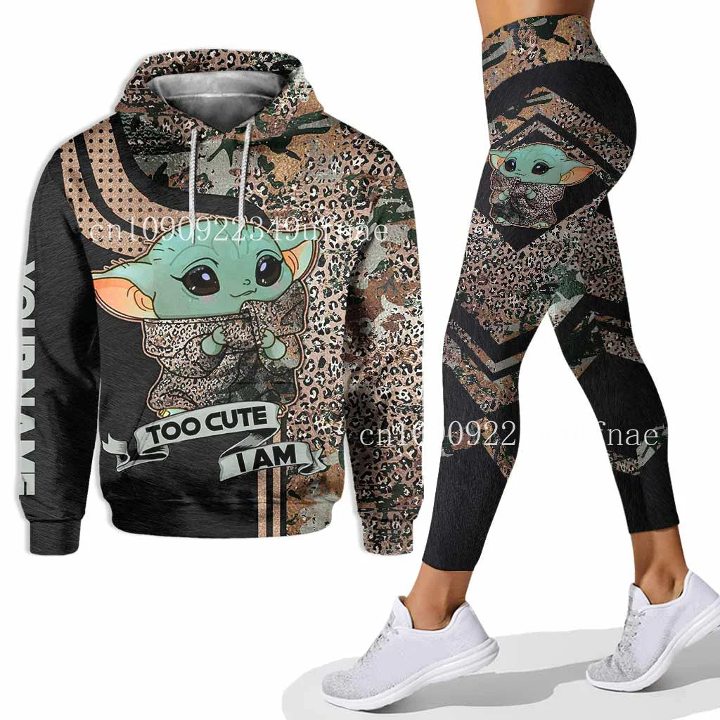 New Baby Yoda 3D Hoodie Women Hoodie Set Mickey Yoga Pants Sweatpants Women Disney Yoga Hoodie Leggings Fashion Sportswear 2025