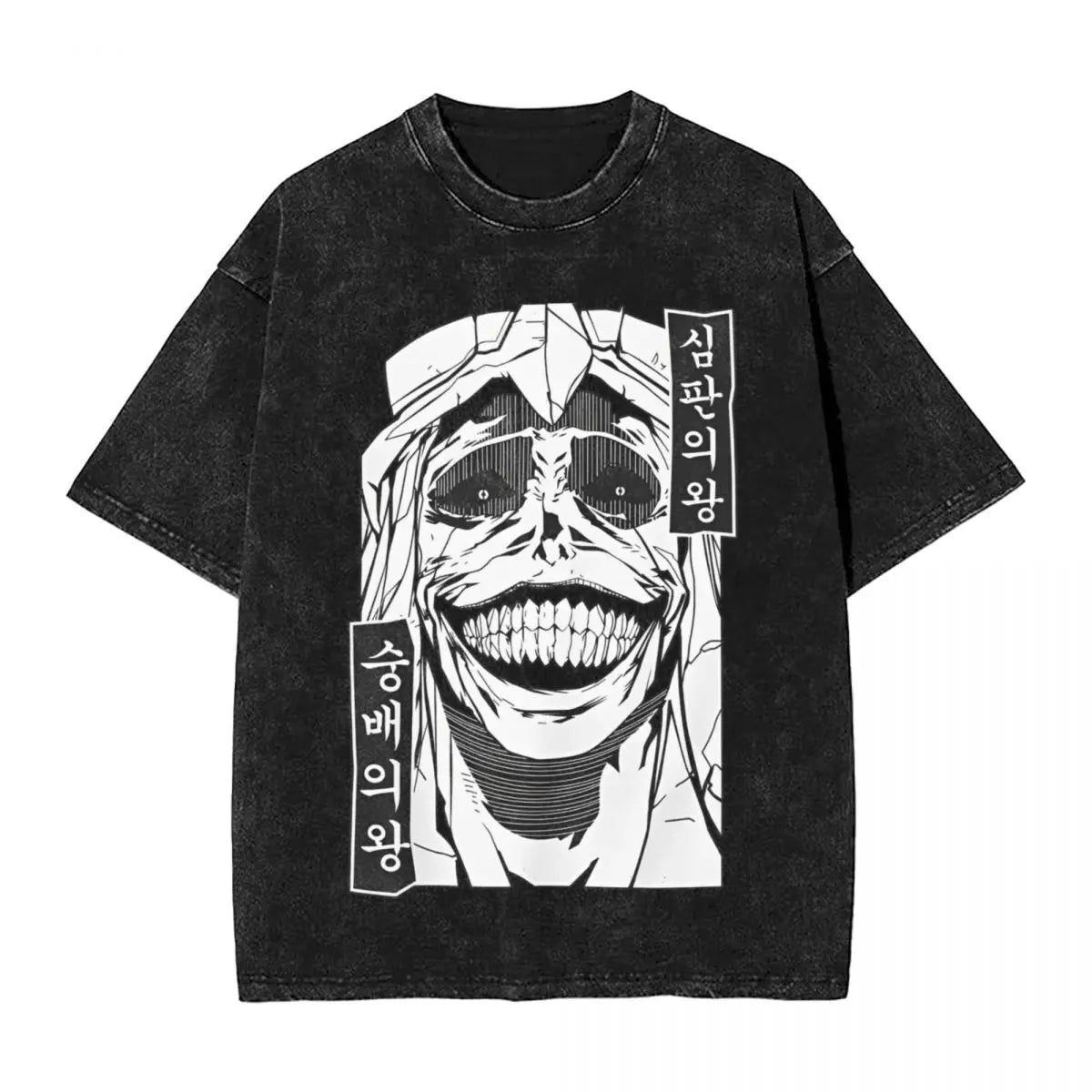 Japanese Manga Anime Graphic T Shirt Washed Short Sleeve Harajuku T-Shirts Novelty Men Women Tops Streetwear Summer Tee Shirt