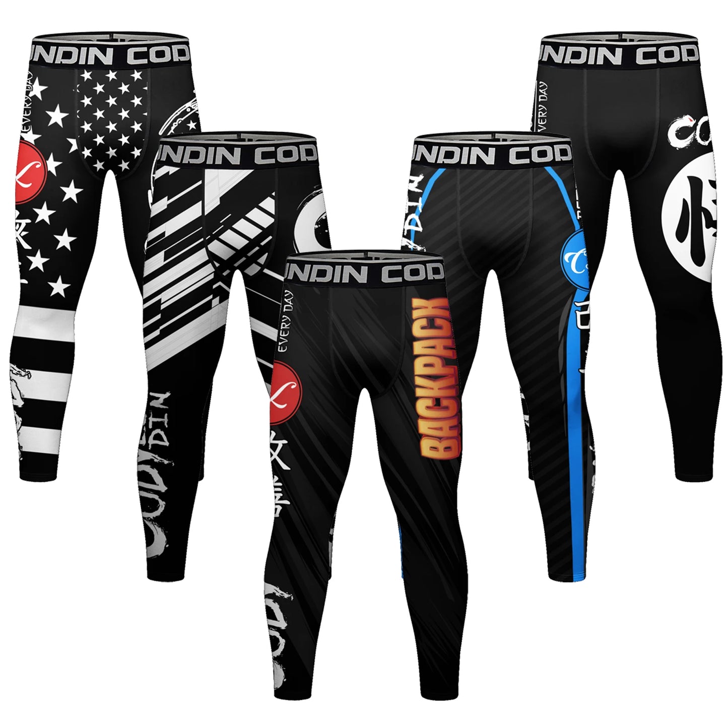 Cody Lundin Waistband Men's Running Leggings Sportswear Quick Dry Gym Fitness Workout Training Jogging Sports Pants Tights