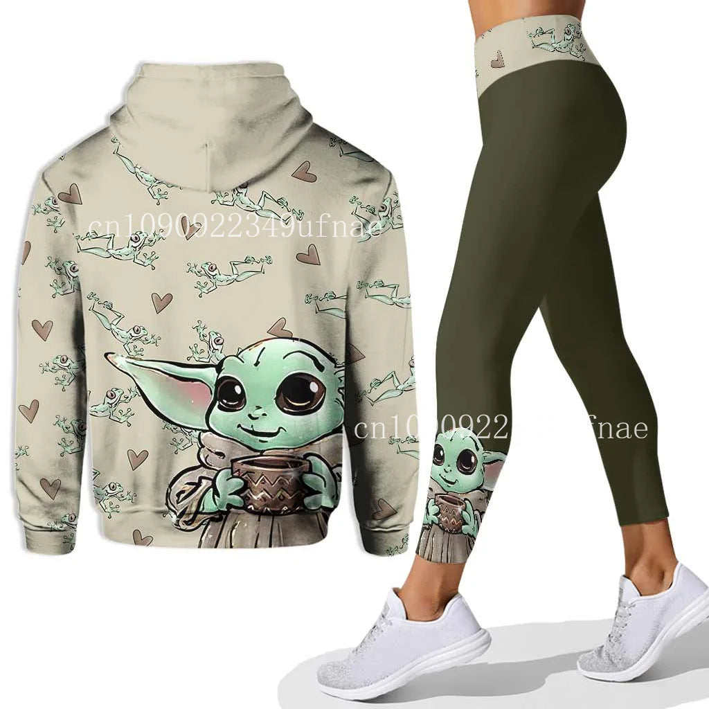 New Baby Yoda 3D Hoodie Women Hoodie Set Mickey Yoga Pants Sweatpants Women Disney Yoga Hoodie Leggings Fashion Sportswear 2025