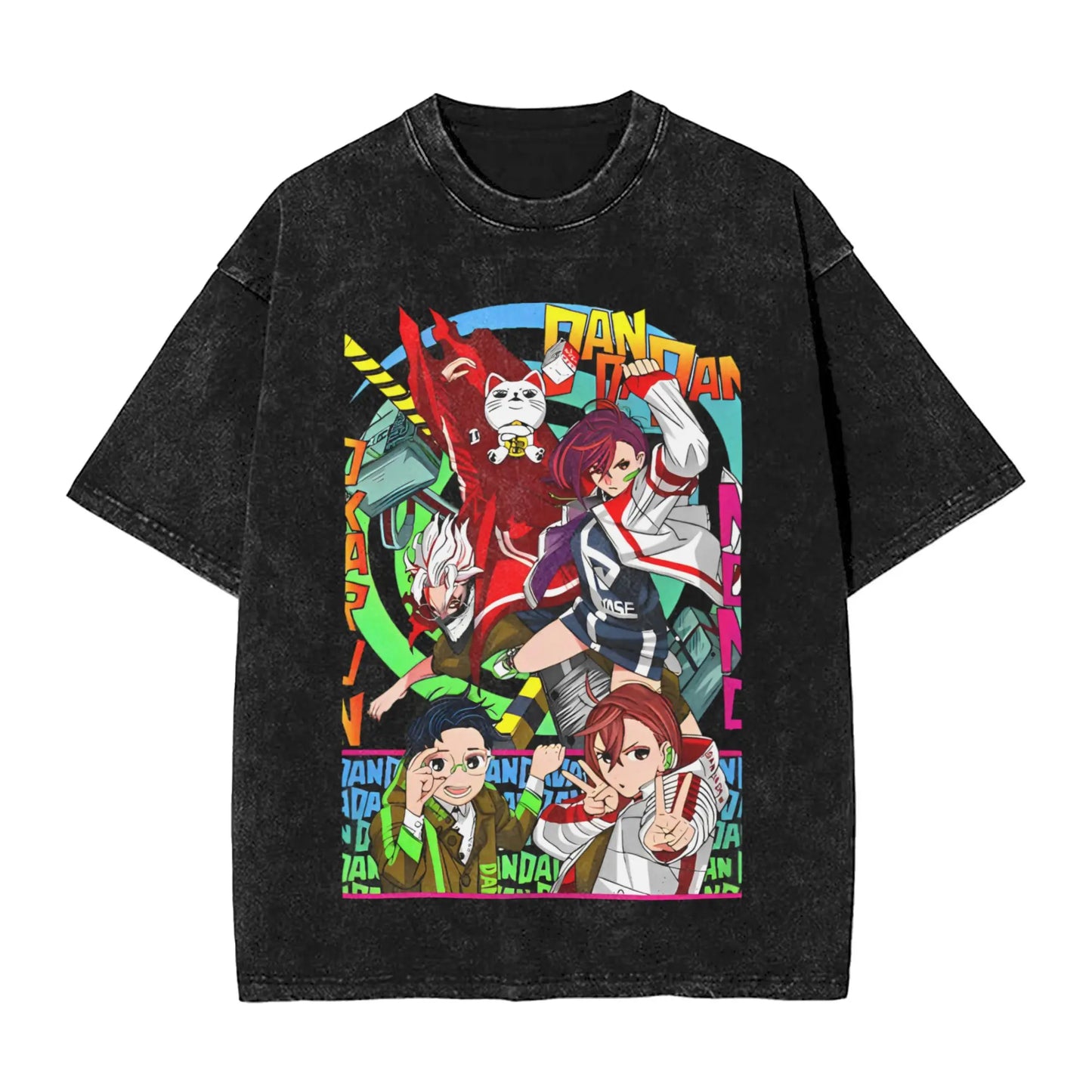 Cool Shonen Manga Anime DandaDan Washed T Shirt Streetwear Hip Hop Vintage T-Shirts  Tee Shirt Men Women Cotton Oversize Printed