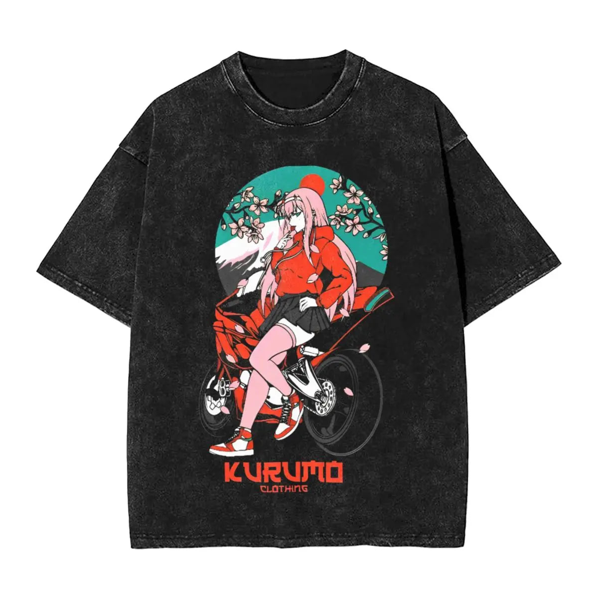 Japanese Manga Anime Graphic T Shirt Washed Short Sleeve Harajuku T-Shirts Novelty Men Women Tops Streetwear Summer Tee Shirt