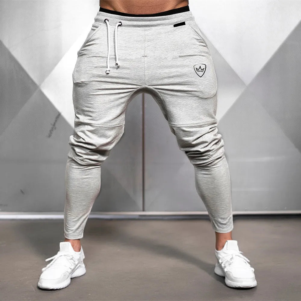 Solid Gym Sweatpants Joggers Pants Men Casual Trousers Male Fitness Sport Workout Cotton Trackpants Spring Autumn Sportswear