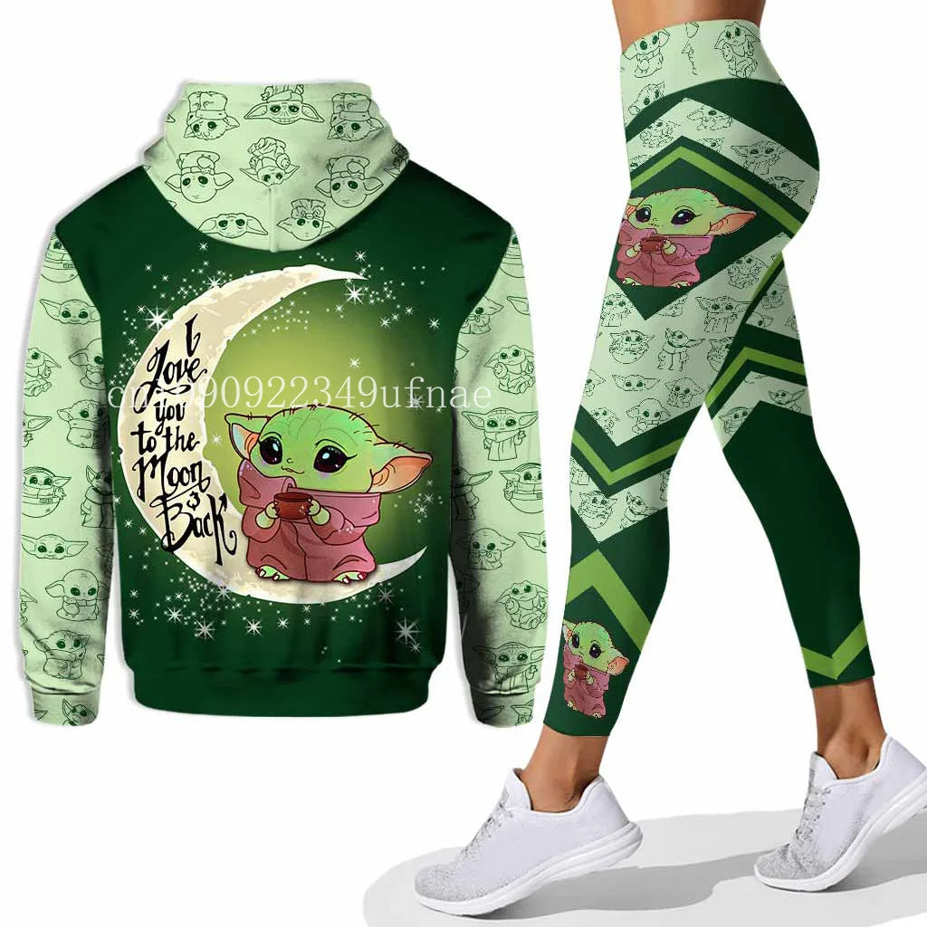 New Baby Yoda 3D Hoodie Women Hoodie Set Mickey Yoga Pants Sweatpants Women Disney Yoga Hoodie Leggings Fashion Sportswear 2025