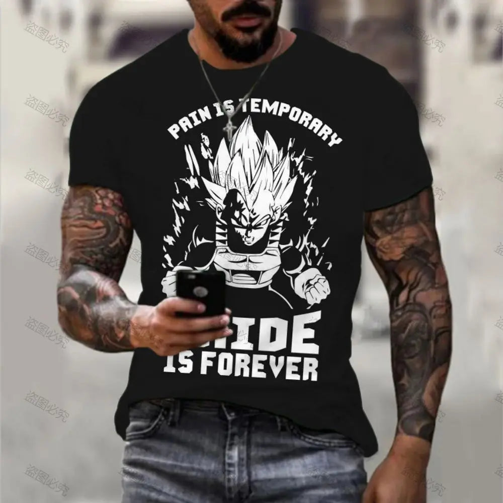 Printed T-shirt Dragon Ball Z Tops Vegeta Goku New Gym Oversized Men's Streetwear Anime Tshirt Valorant Children's Clothes 2023