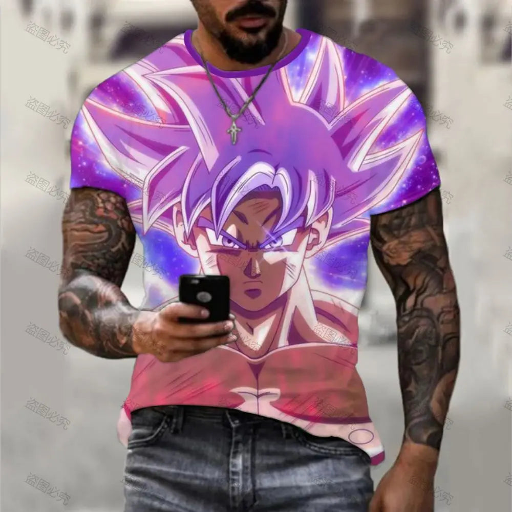 T-shirt Men Streetwear Dragon Ball Z Fashion Goku Vegeta Trend Essentials Harajuku Style Short Sleeve Anime New Children's Men's