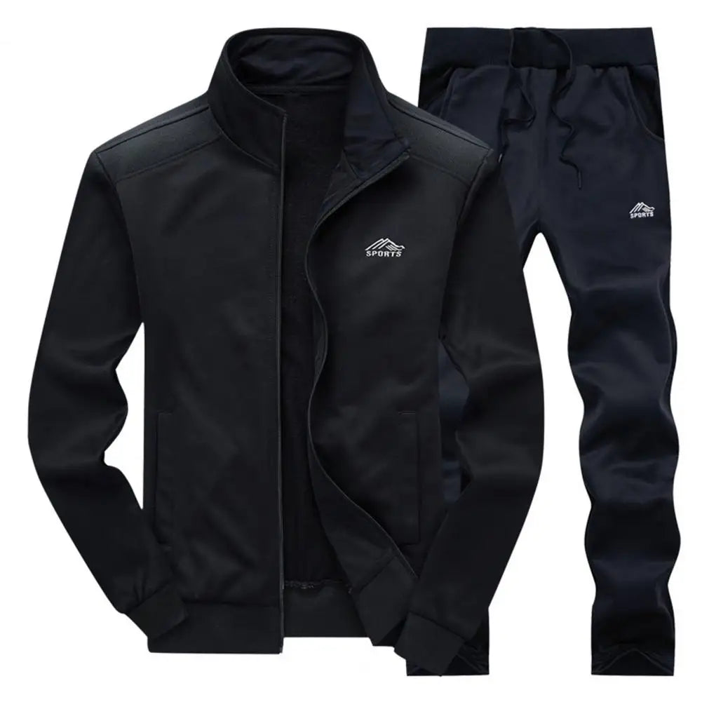 New Men Tracksuit Casual Sets Spring Autumn Mens Sportswear Running Sports Suit Jacket+Pant Two Piece Jogger Outfit Set Clothing