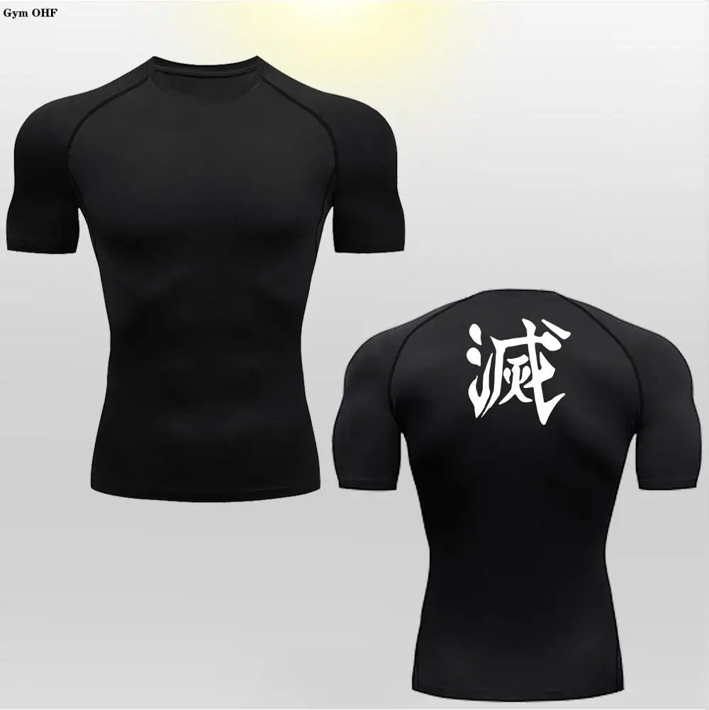 Anime Baki Hanma Men Running Sport T-Shirt Gym Fitness Short Sleeve Slim Compression Shirt Jogging Training Shorts Tops Clothing