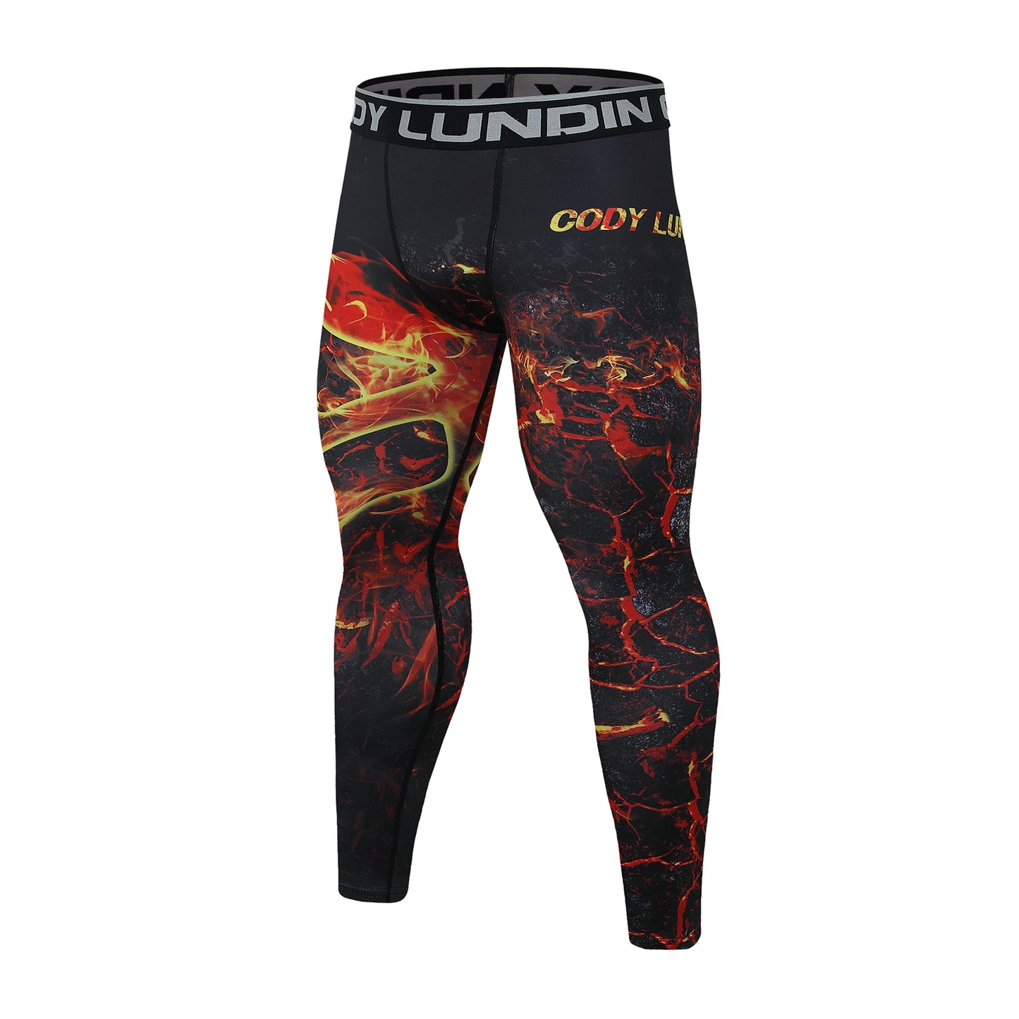 Gym Fitness Men Leggings Fashion Print Mid Waist Elastic Push Up Ankle Length Polyester Leggings Men's Compression Jogging Pants