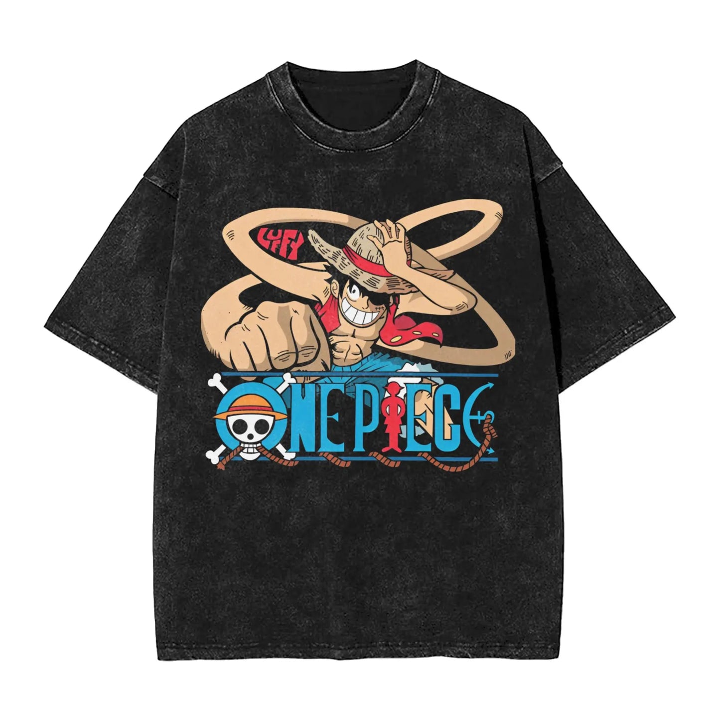 one piece anime manga luffy Washed T Shirt Streetwear Hip Hop Casual T-Shirts  Tee Shirt for Men Women 100% Cotton Harajuku