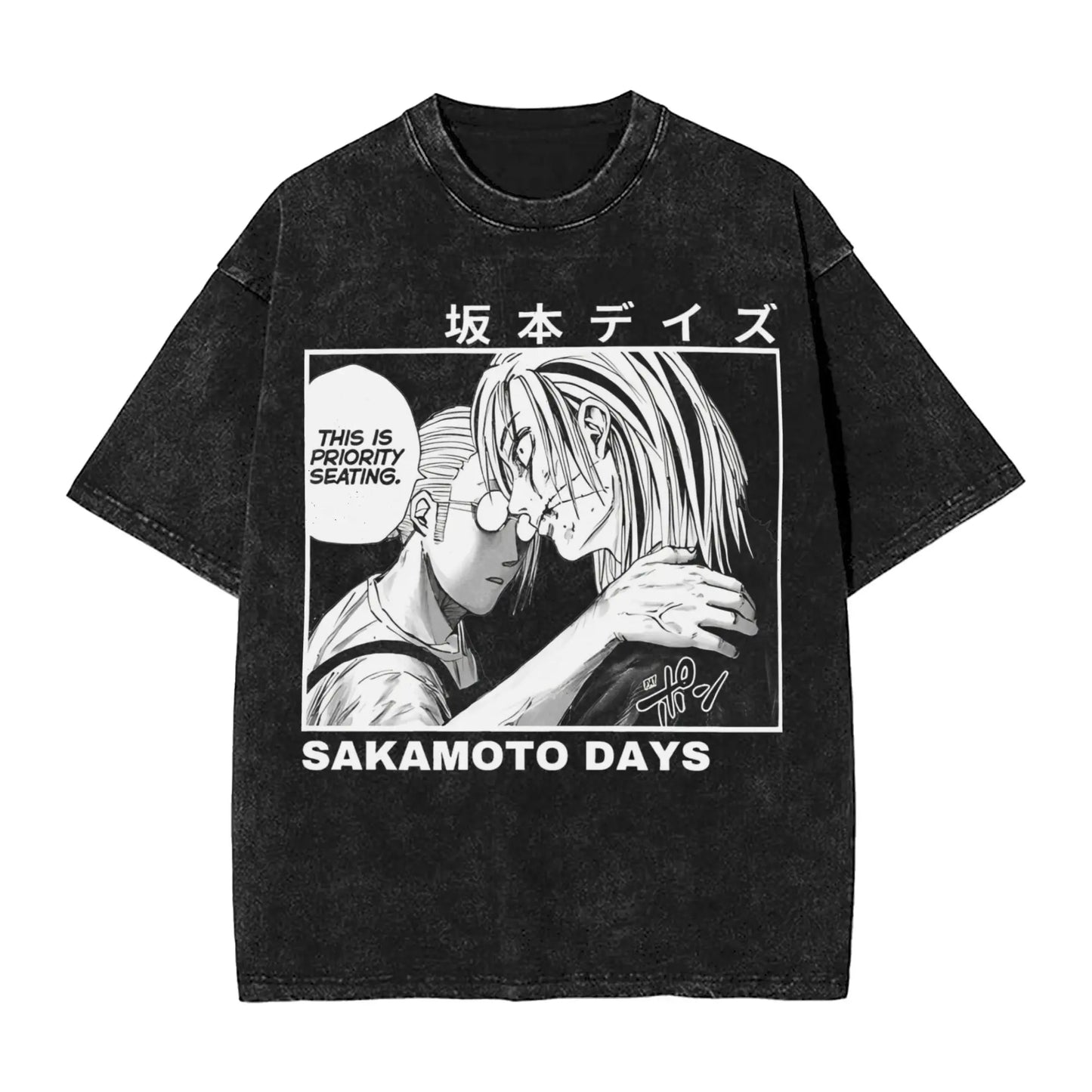 Sakamoto Days T Shirts Washed Short Sleeve Street T-Shirts Manga Anime Retro for Men Women Tops Streetwear Summer Tops Tees