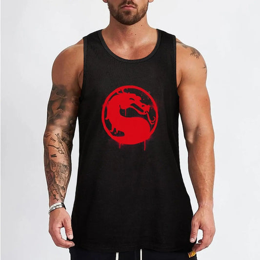 Mortal Kombat Splatter Grafitti Emblem Mortal Kombat 11 Logo Tank Top man vest Gym T-shirts for men gym men