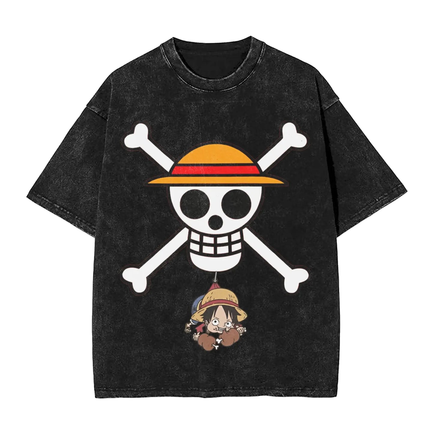 one piece anime manga luffy Washed T Shirt Streetwear Hip Hop Casual T-Shirts  Tee Shirt for Men Women 100% Cotton Harajuku