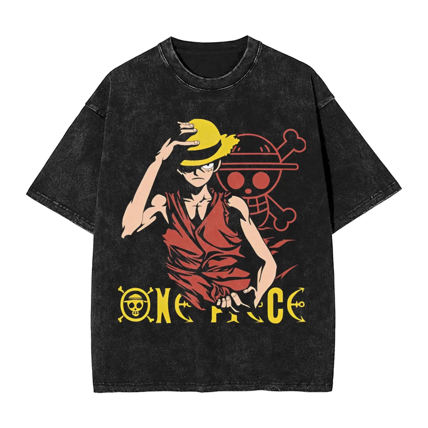 one piece anime manga luffy Washed T Shirt Streetwear Hip Hop Casual T-Shirts  Tee Shirt for Men Women 100% Cotton Harajuku