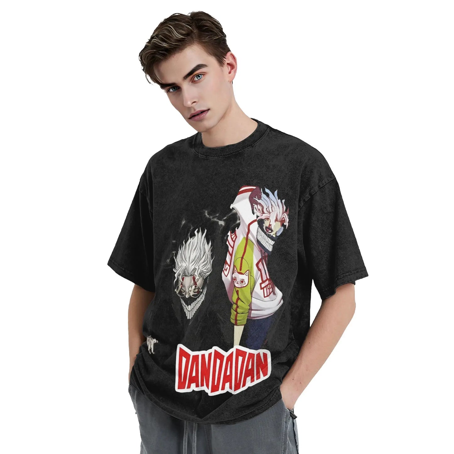 Dandadan  Washed T Shirt Streetwear Hip Hop Casual T-Shirt Anime Manga Characters Tees Men Women Short Sleeve Oversize Graphic